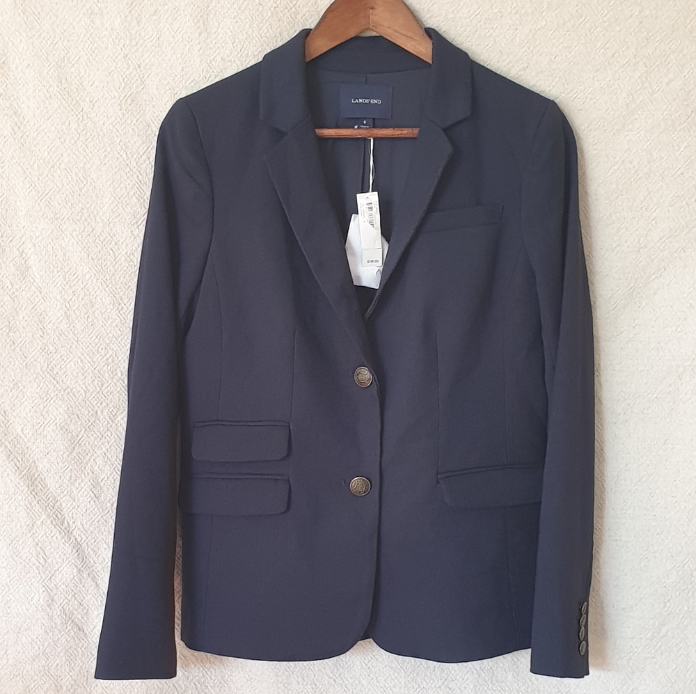NWT Lands End  navy blue Blazer jacket Size 6